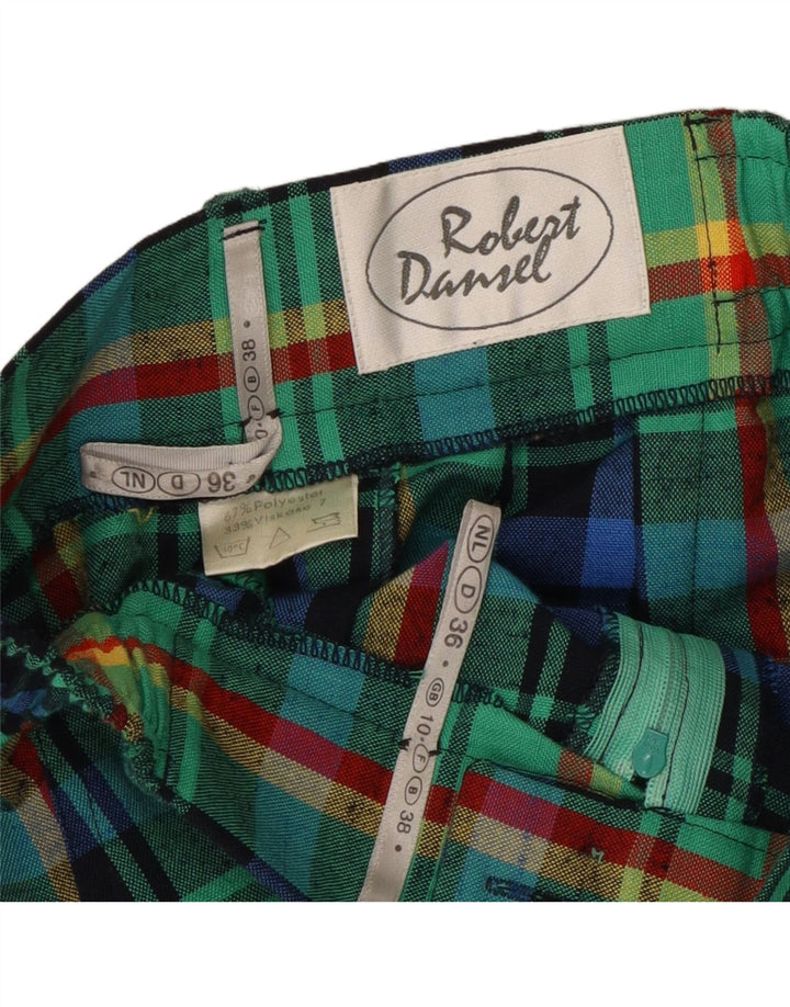 VINTAGE Womens High Waist Bermuda Shorts UK 10 Small W24  Green Check