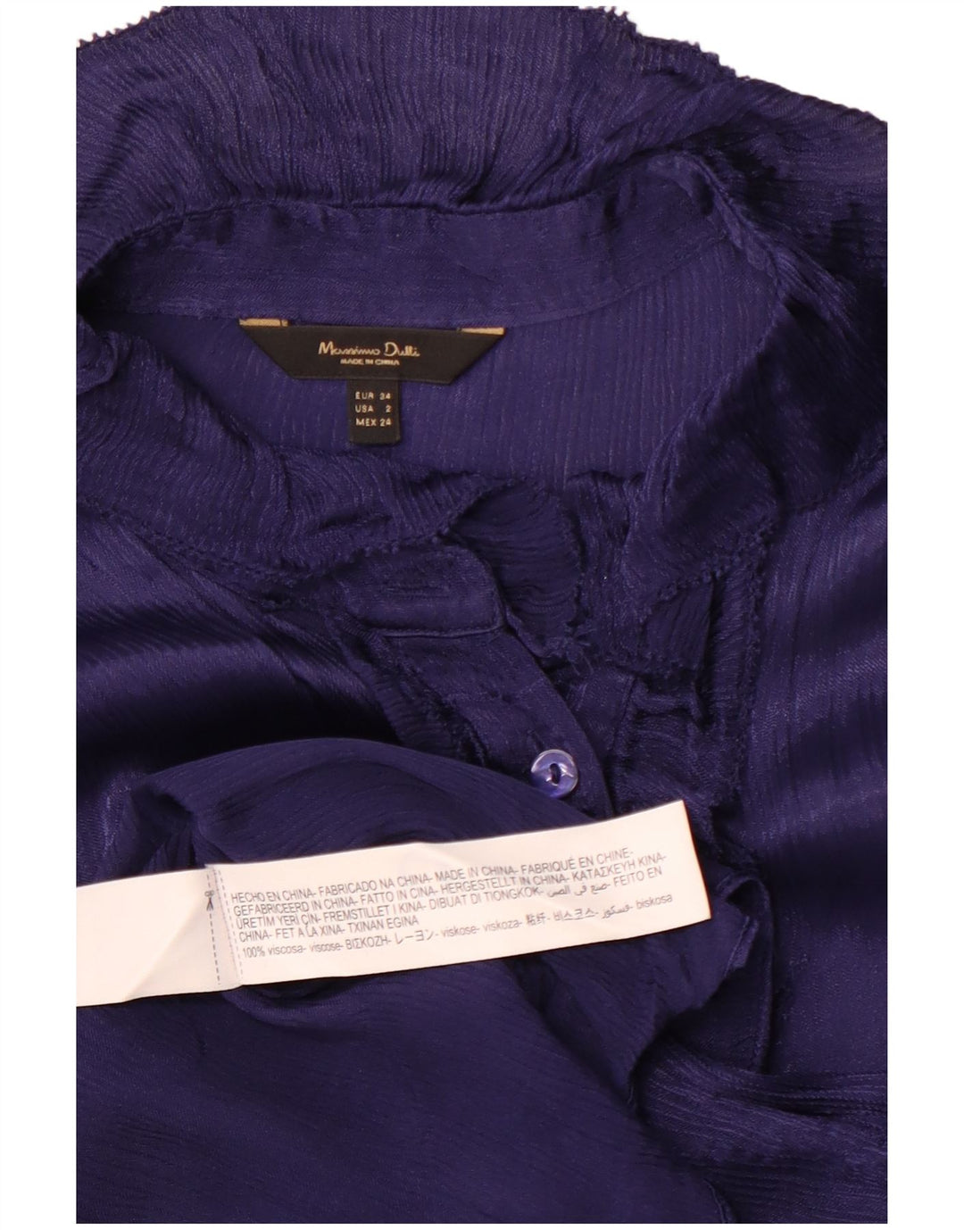 MASSIMO DUTTI Womens Oversized Ruffle Front Shirt Blouse EU 34 2XS Purple