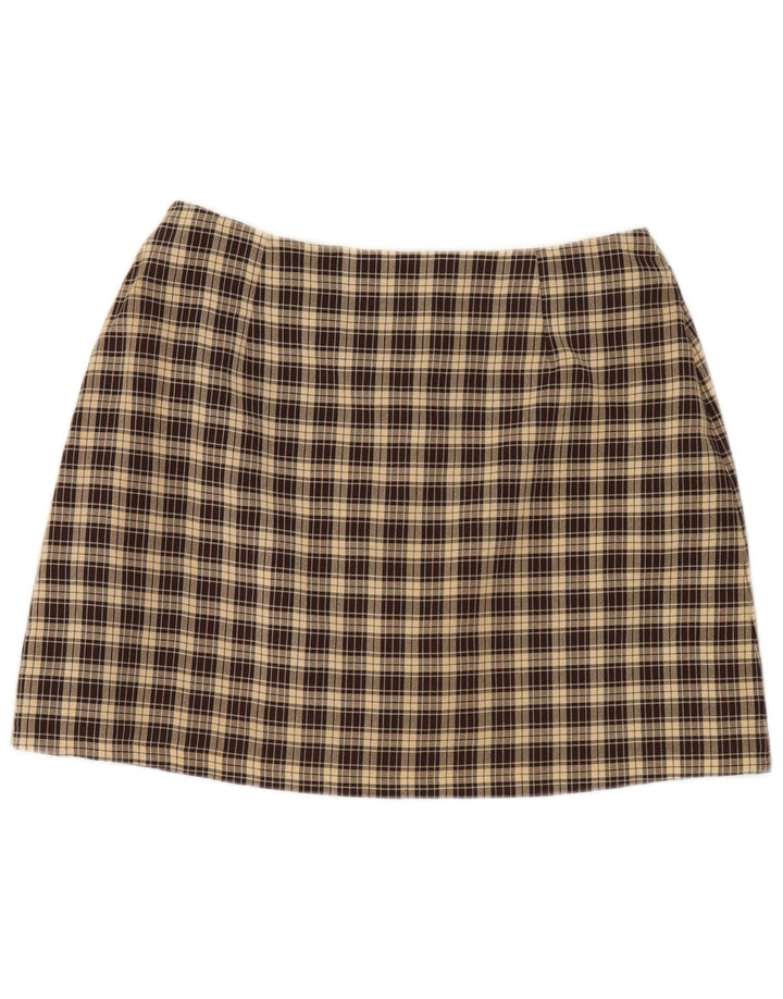 Dorothy Perkins Womens Mini Skirt UK 16 Large W32 Brown Check Polyester