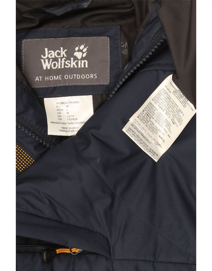 Jack Wolfskin Mens Hooded Padded Coat UK 12/14 Medium Navy Blue Polyester