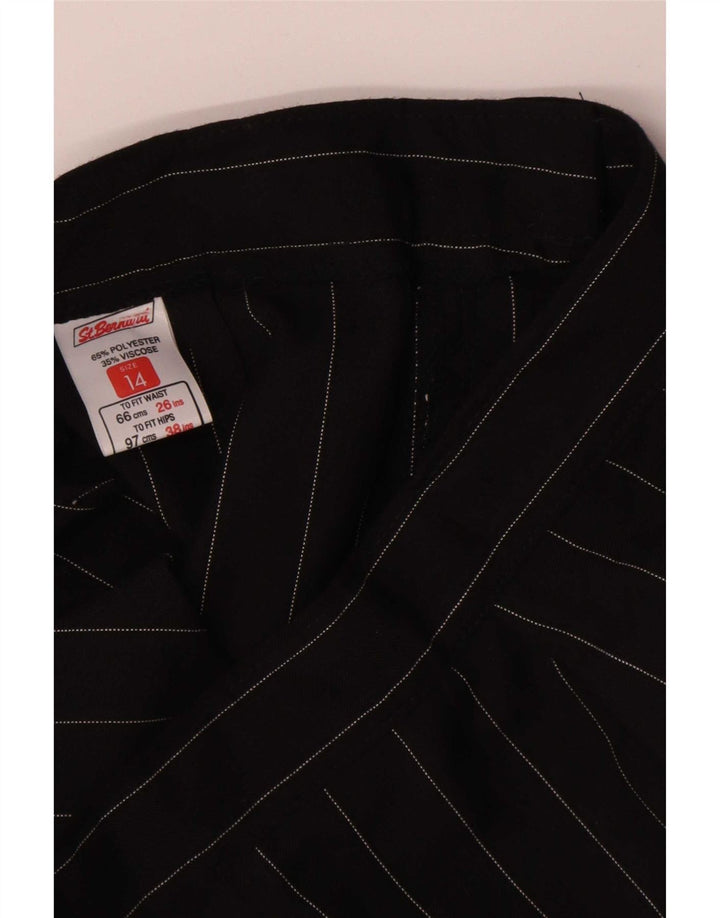 St. Bernard Womens Midi Skirt UK 14 Medium W26 Black Pinstripe Polyester