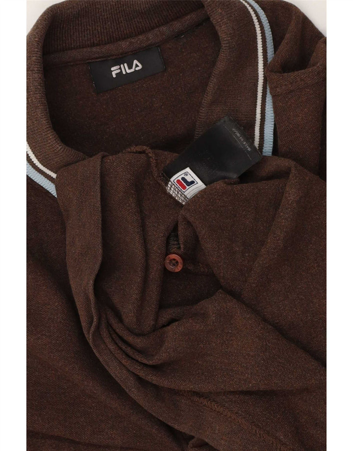 Fila Mens Polo Shirt Large Brown Cotton