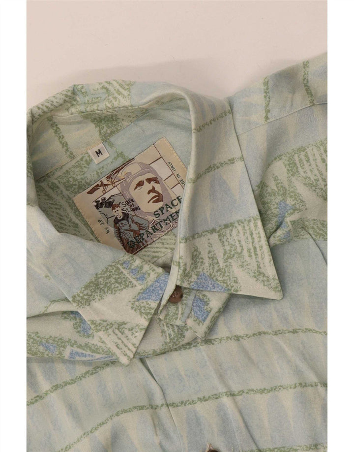Vintage Mens Shirt Medium Blue Geometric