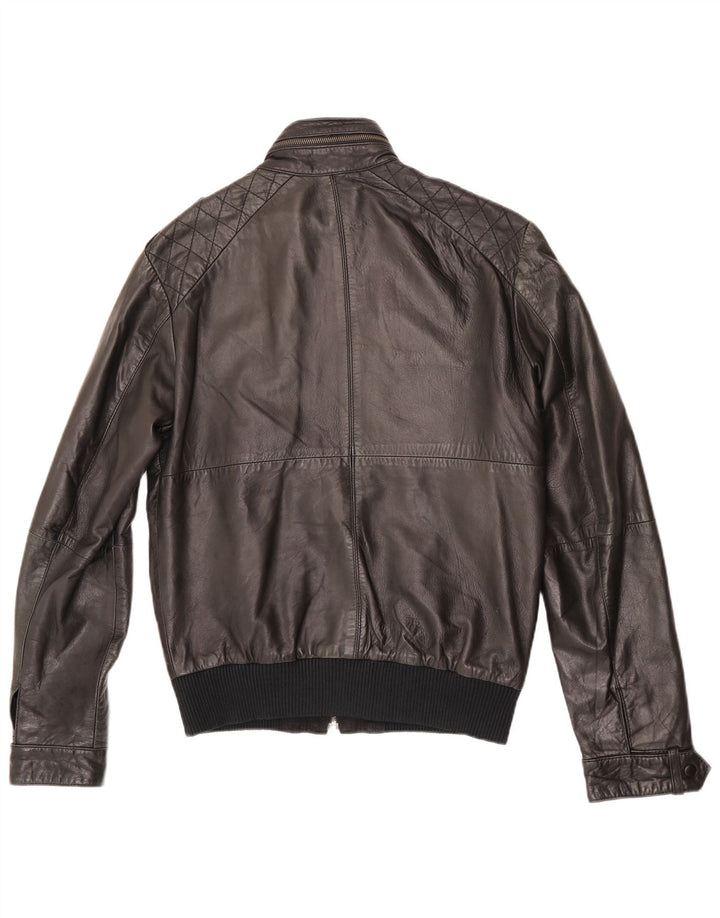 ZARA Mens Leather Jacket UK 38 Medium Black Leather