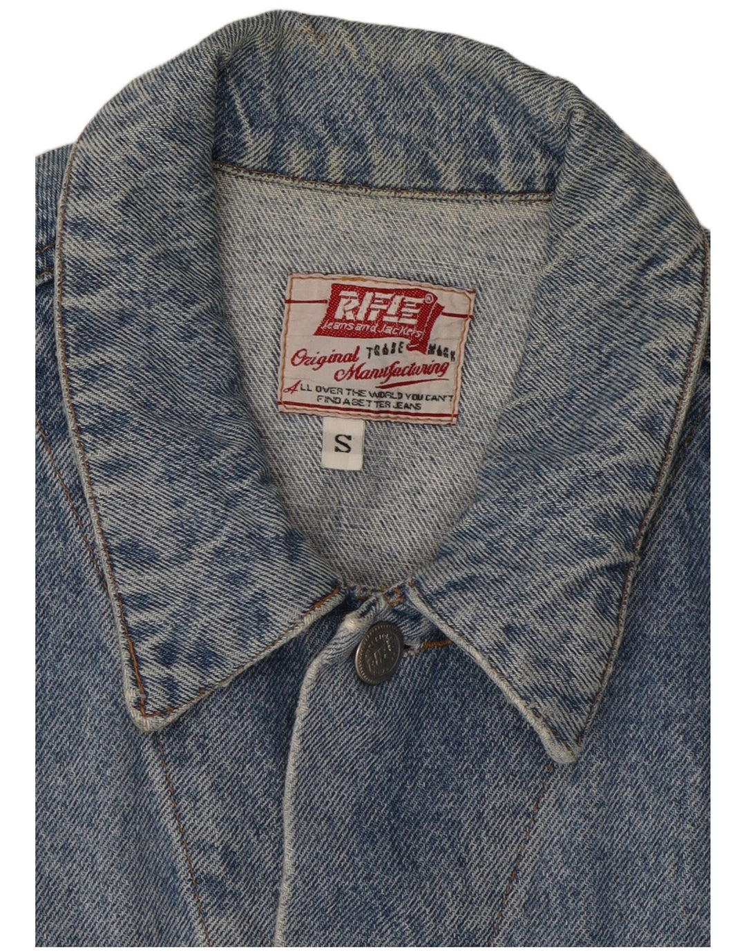 Rifle Mens Denim Jacket UK 36 Small Blue