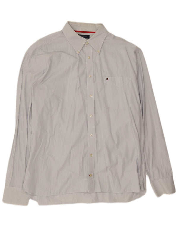 Tommy Hilfiger Mens Shirt 2XL Blue Pinstripe Cotton