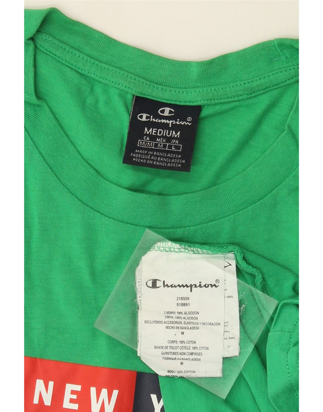 Champion Mens Graphic T-Shirt Top Medium Green Cotton