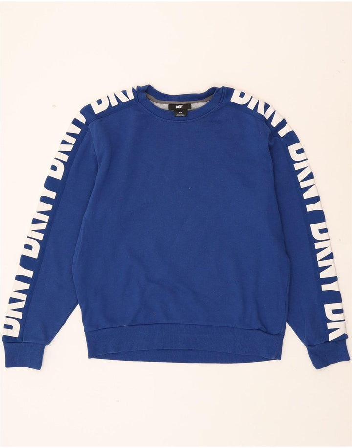 DKNY Mens Graphic Sweatshirt Jumper Medium Blue Cotton Vintage Dkny and Second-Hand Dkny from Messina Hembry 