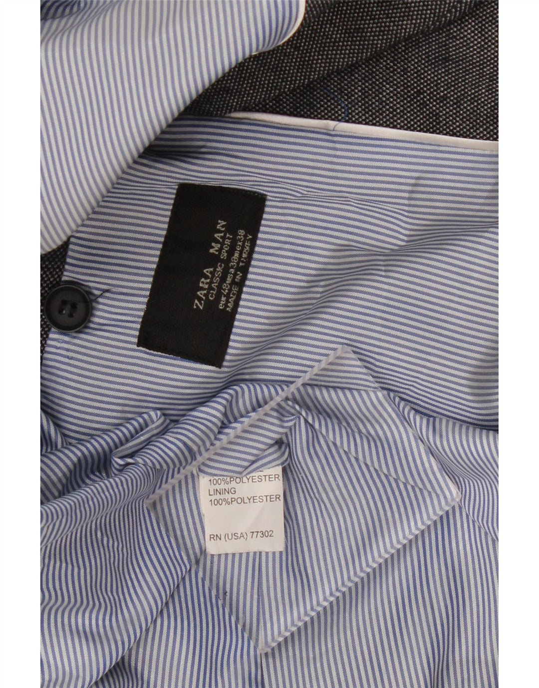 ZARA Mens 2 Button Blazer Jacket EU 48 Medium Grey Polyester