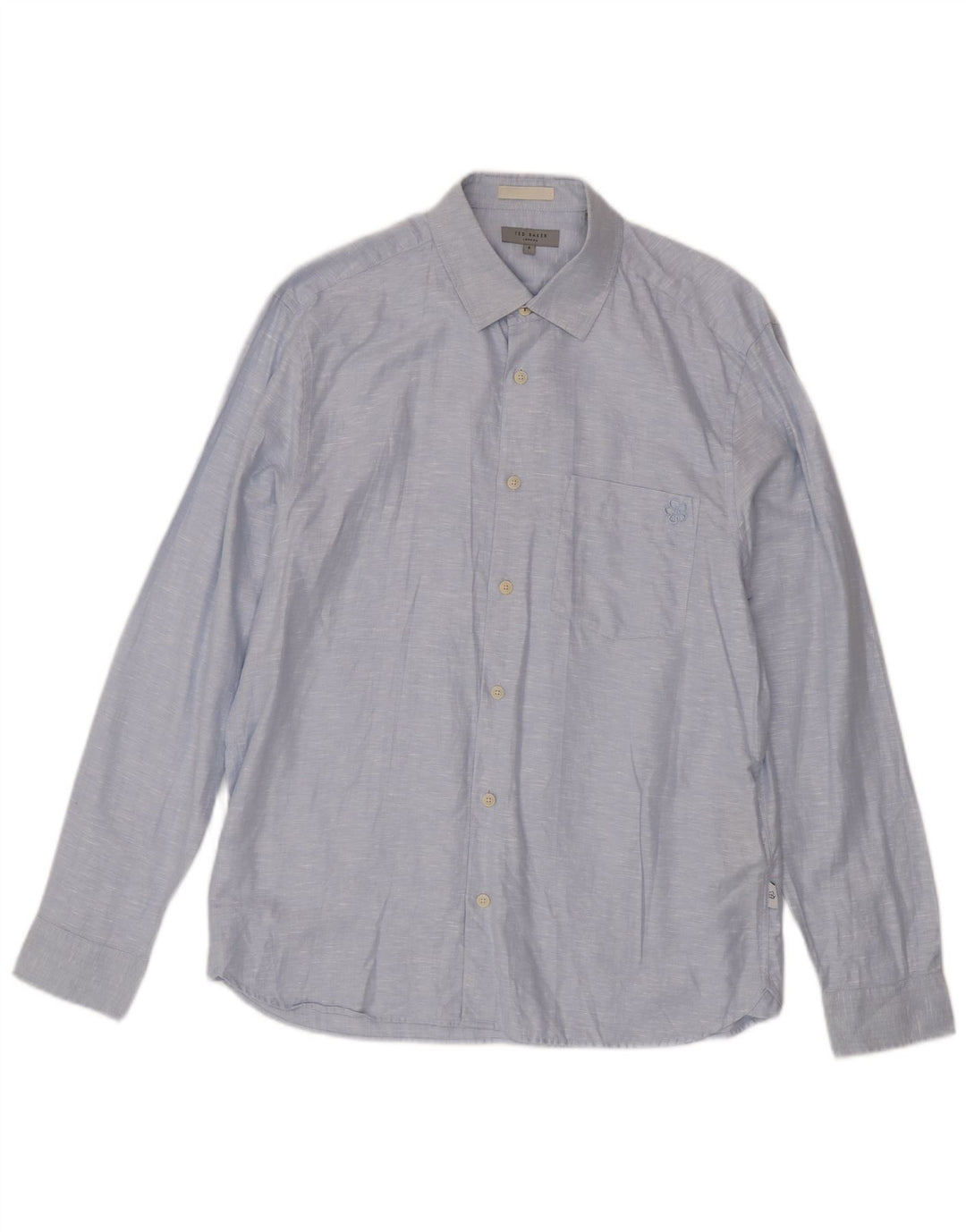 Ted Baker Mens Shirt Size 4 Large Blue Flecked Linen