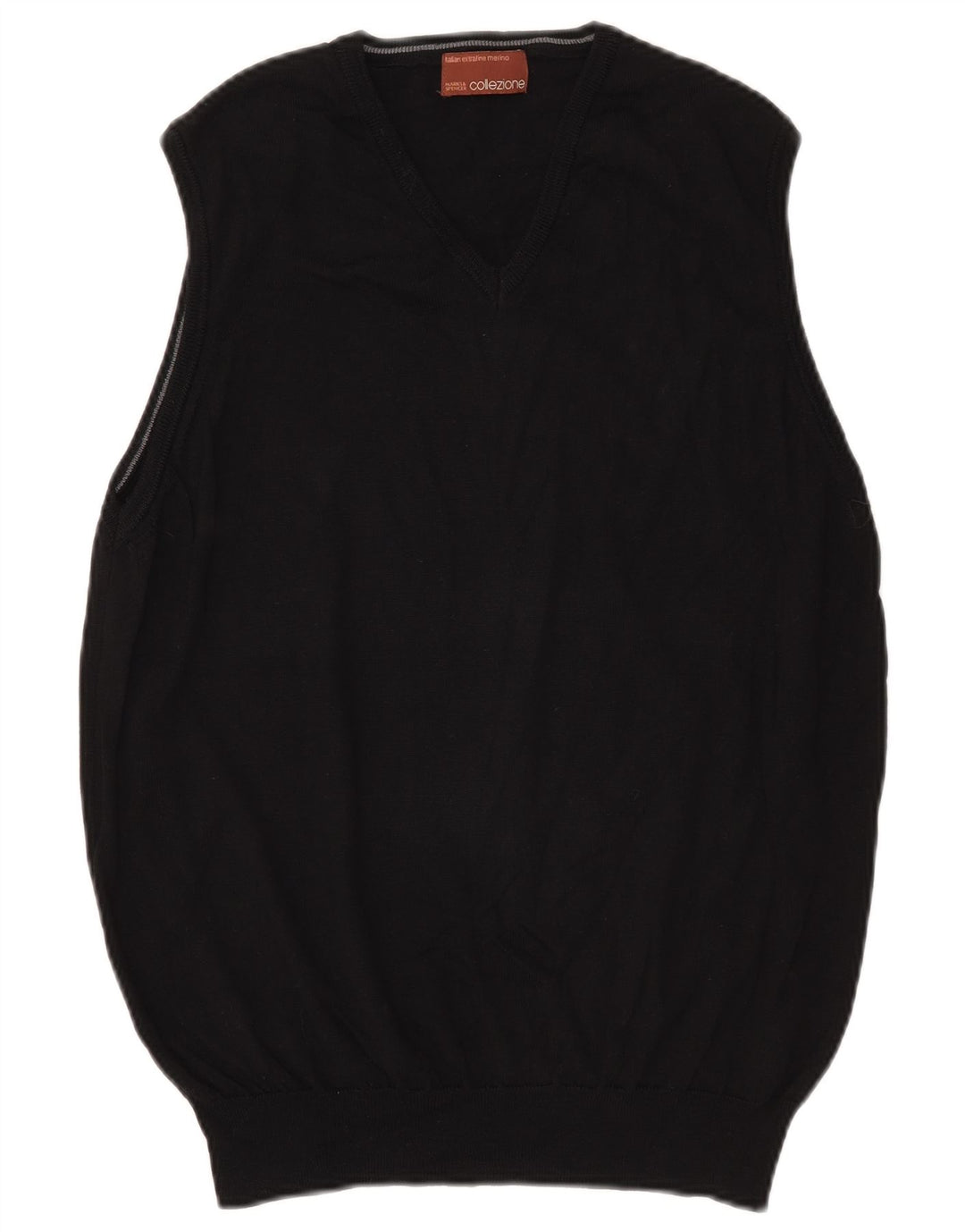 Marks & Spencer Mens Vest Tank Top Medium Black Merino Wool