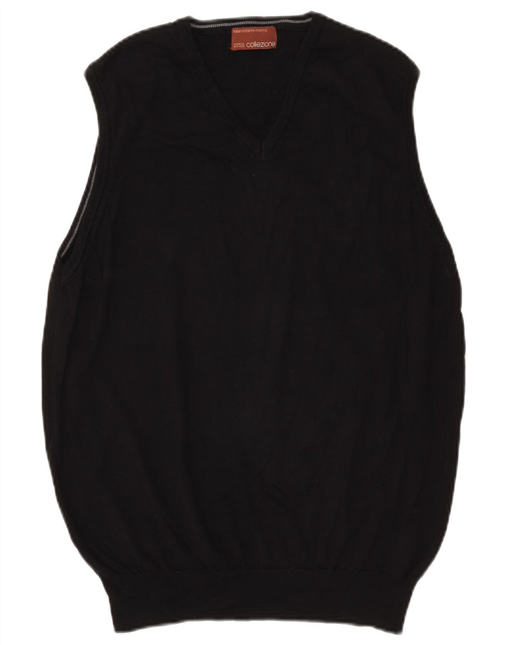 Marks & Spencer Mens Vest Tank Top Medium Black Merino Wool