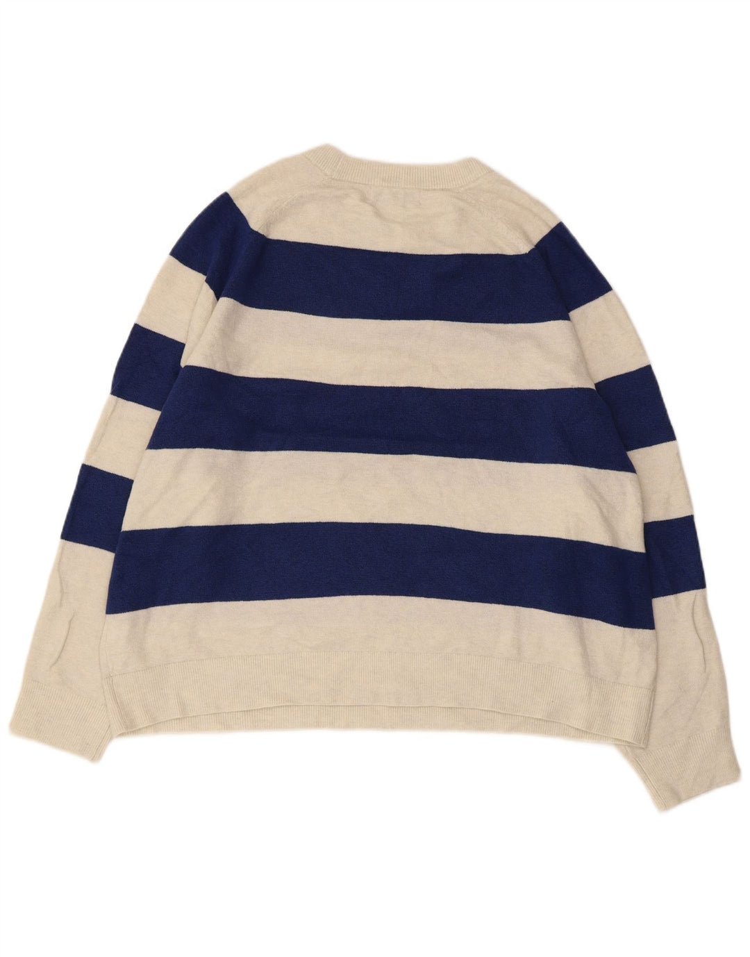 MARKS & SPENCER Womens Crew Neck Jumper Sweater UK 18 XL Navy Blue Striped