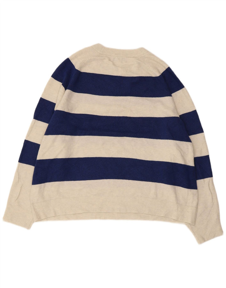 MARKS & SPENCER Womens Crew Neck Jumper Sweater UK 18 XL Navy Blue Striped