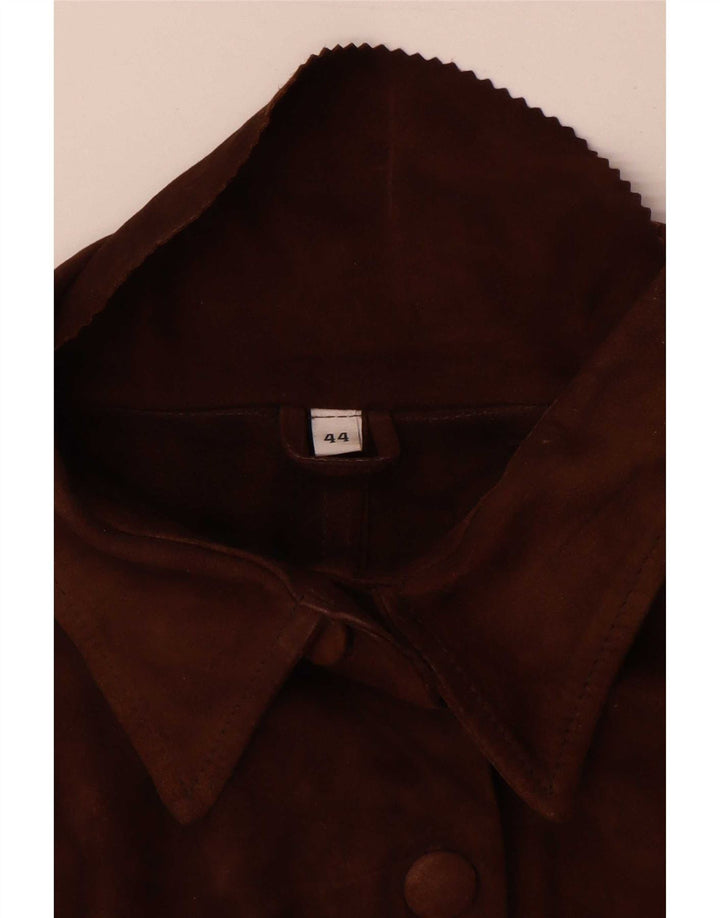 Vintage Womens Oversized Suede Jacket IT 44 Medium Brown Leather