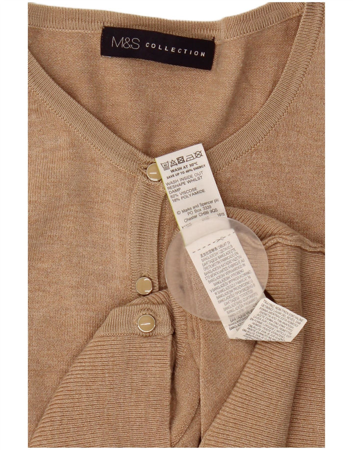 Marks & Spencer Womens Cardigan Sweater UK 12 Medium Beige Viscose