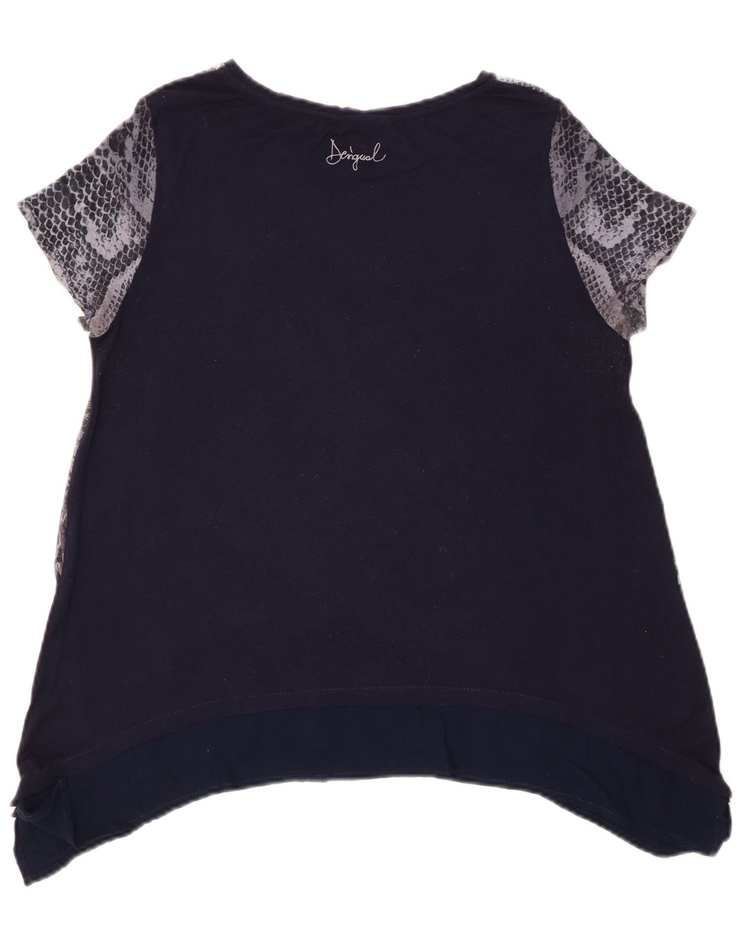 Desigual Womens Graphic Tunic Top UK 14 Medium Navy Blue Floral