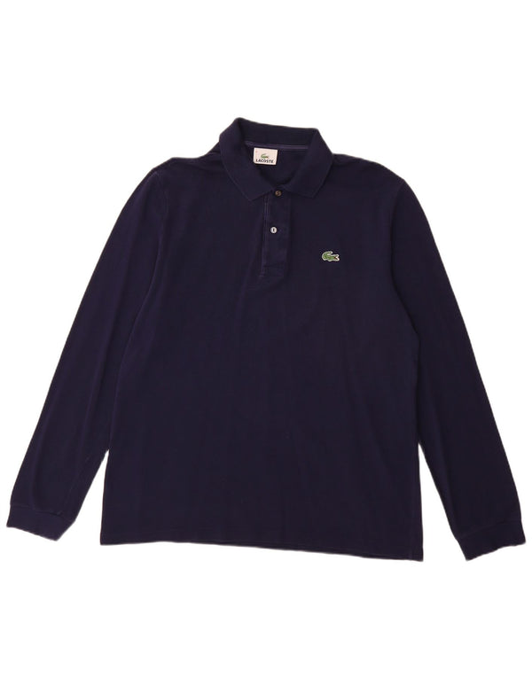 LACOSTE Mens Long Sleeve Polo Shirt Size 4 Medium Navy Blue Cotton