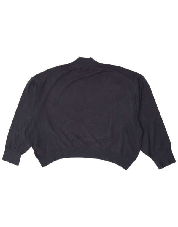 Zara Womens Oversized Turtle Neck Jumper Sweater UK 16 Large Navy Blue