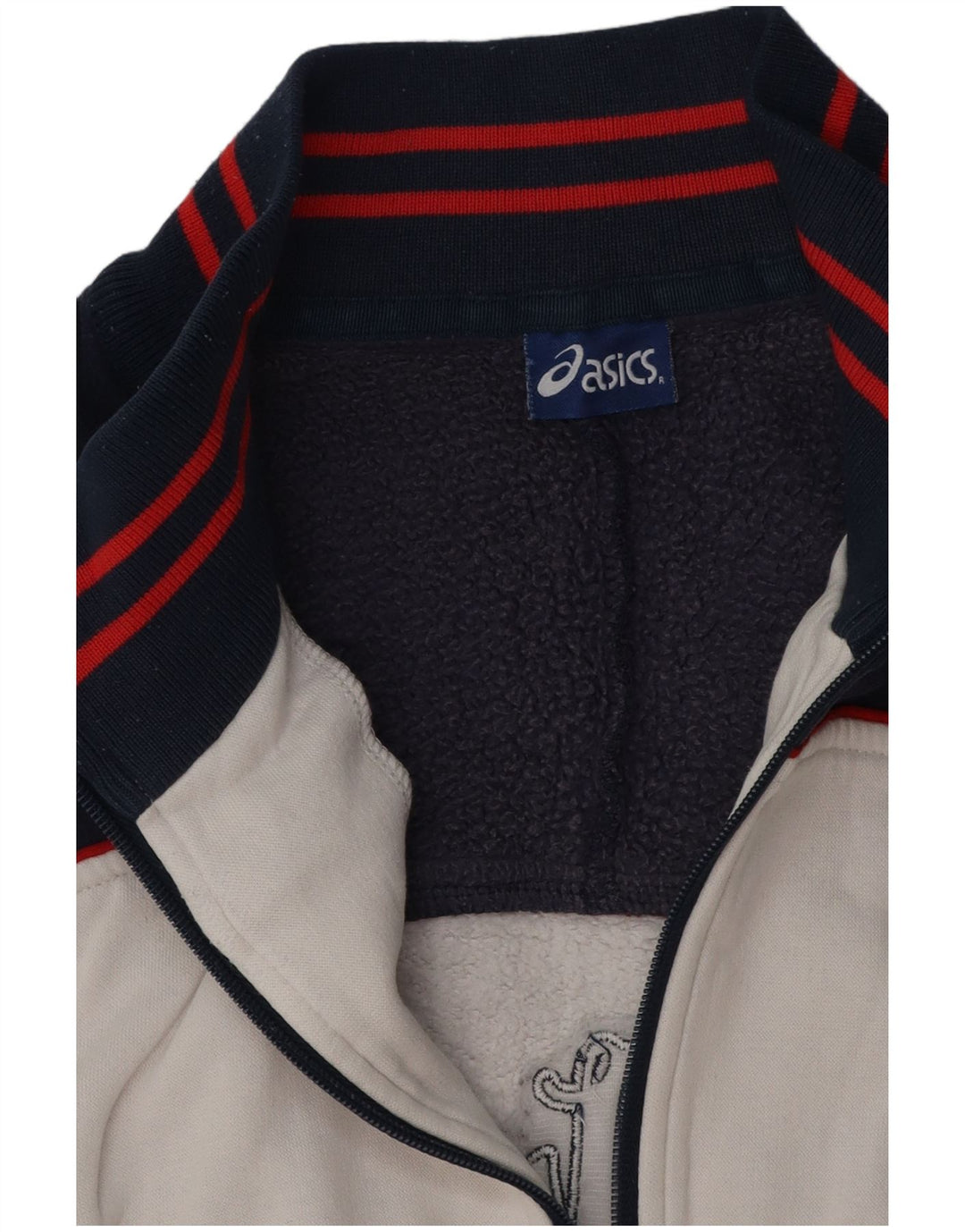 ASICS Mens Graphic Tracksuit Top Jacket Large White Colourblock