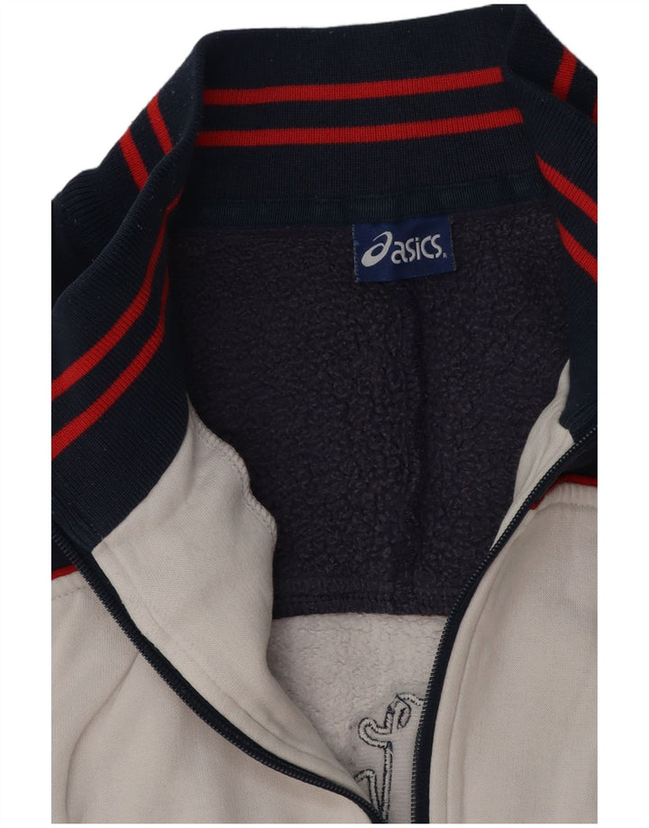 ASICS Mens Graphic Tracksuit Top Jacket Large White Colourblock