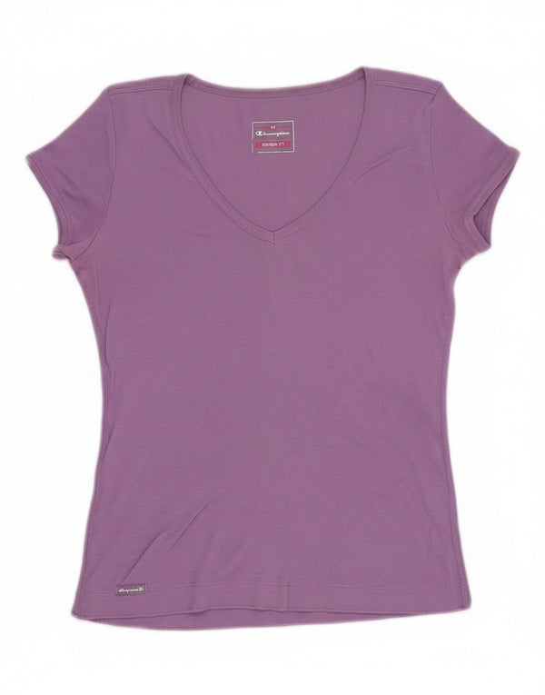 Champion Womens Heritage Fit T-Shirt Top UK 12 Medium Purple