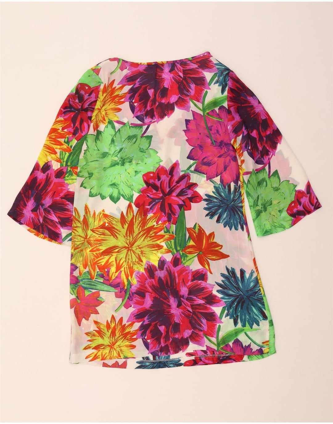 Zara Womens See Through Tunic Top UK 10 Small Multicoloured Floral