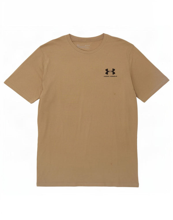Under Armour Mens Heat Gear T-Shirt Top Medium Khaki