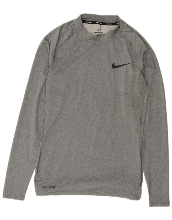 Nike Mens Dri Fit Top Long Sleeve Medium Grey Polyester