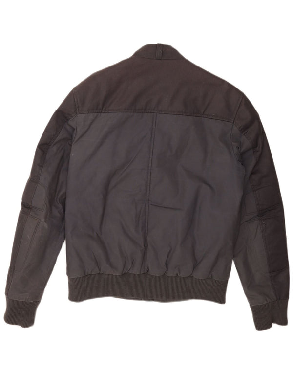 Energie Mens Bomber Jacket UK 38 Medium Navy Blue Colourblock Cotton