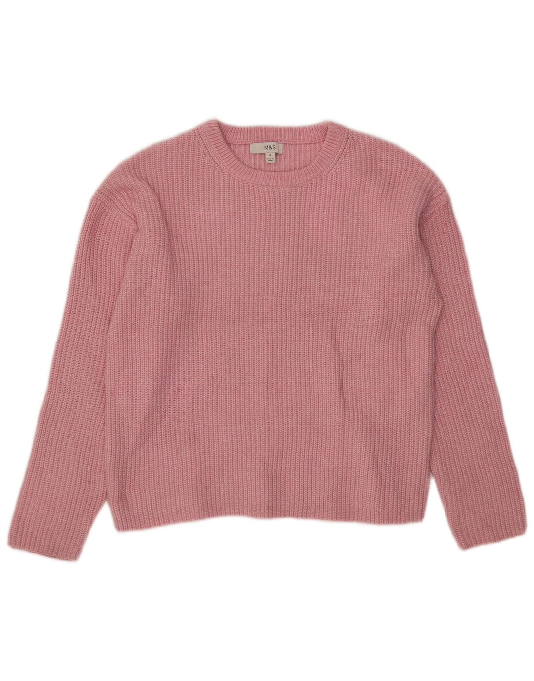 Marks & Spencer Womens Boat Neck Jumper Sweater UK 14 Medium Pink Polyester