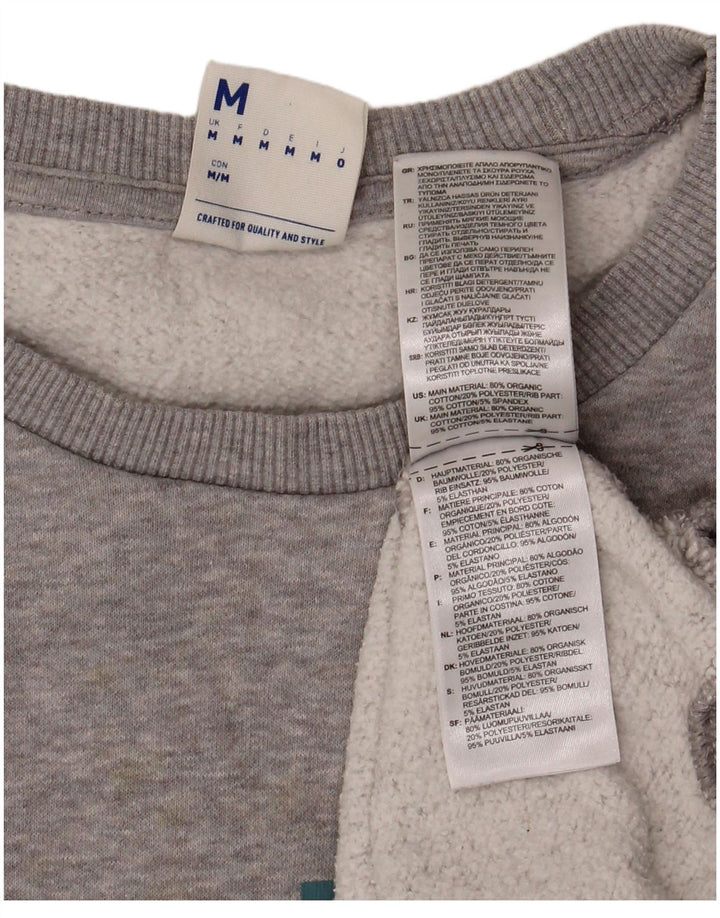 Reebok Mens Graphic Sweatshirt Jumper Medium Grey Cotton