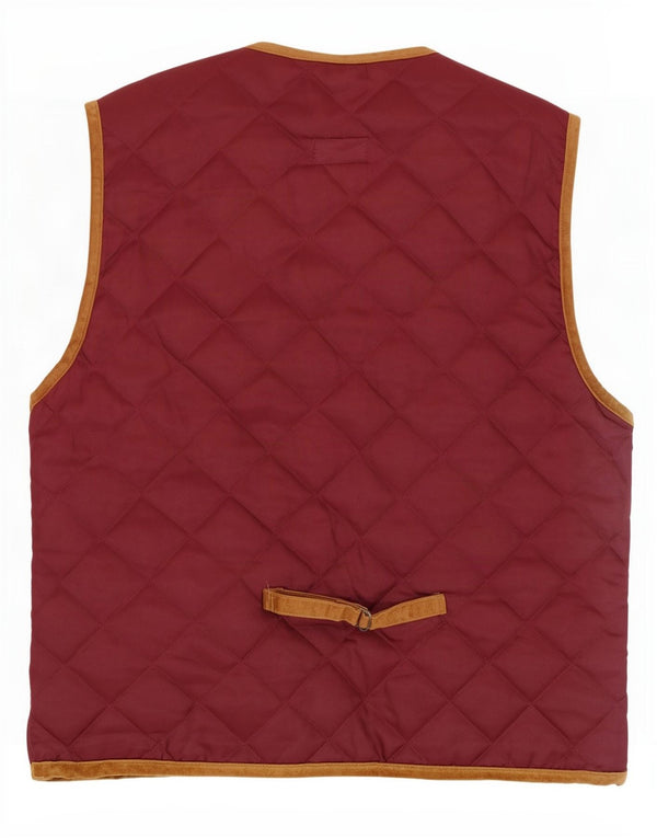 Vintage Mens Quilted Gilet UK 42 XL Burgundy Polyamide