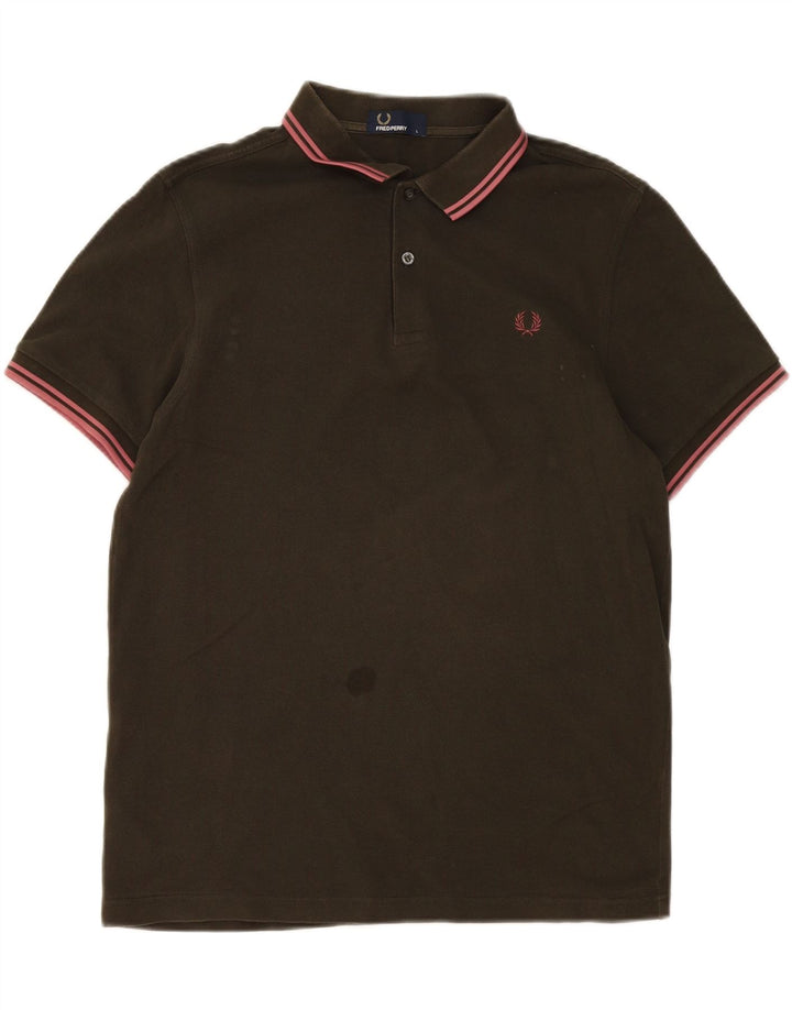 Fred Perry Mens Polo Shirt Large Khaki Cotton