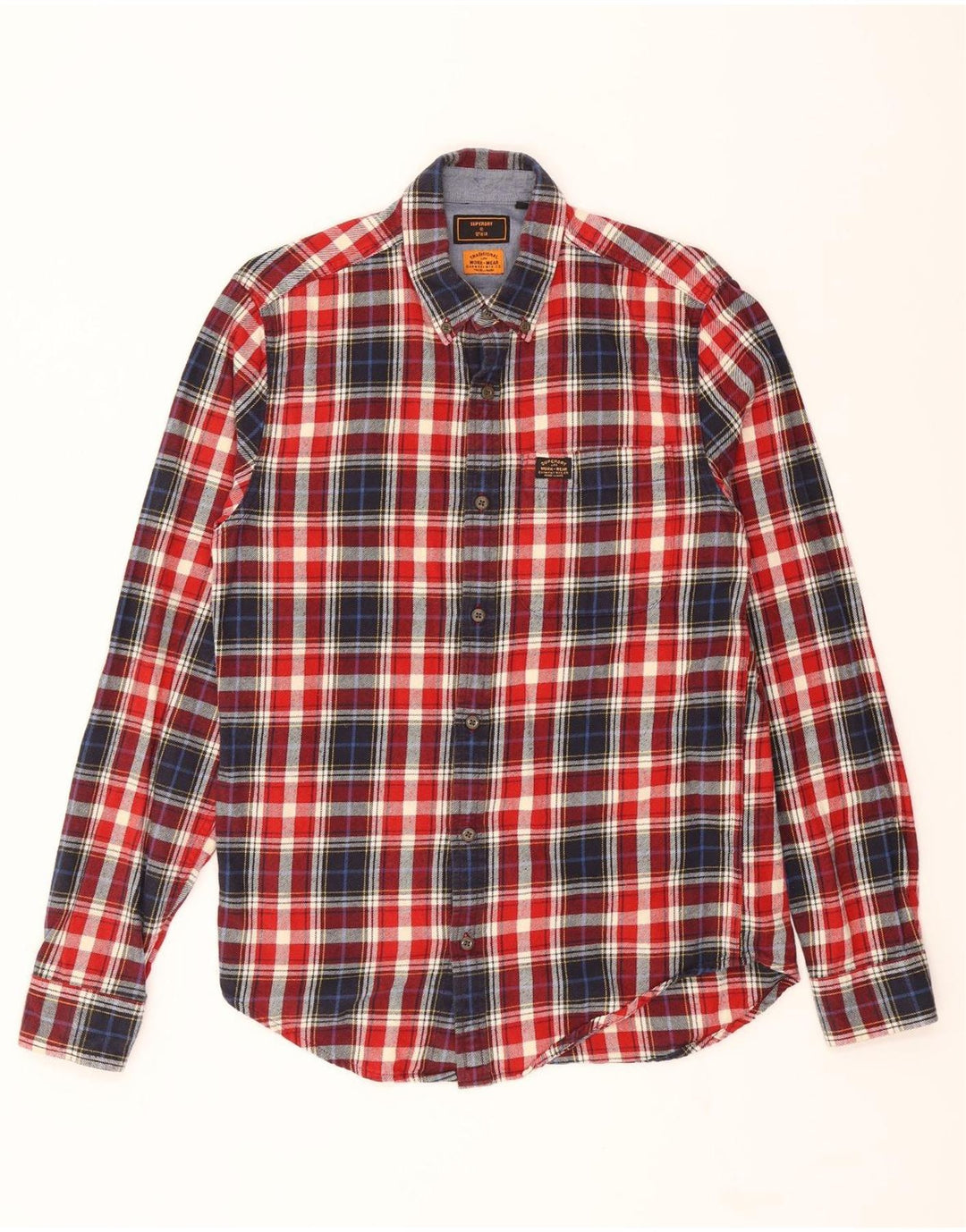 SUPERDRY Mens Flannel Shirt Small Red Check Cotton Vintage Superdry and Second-Hand Superdry from Messina Hembry 