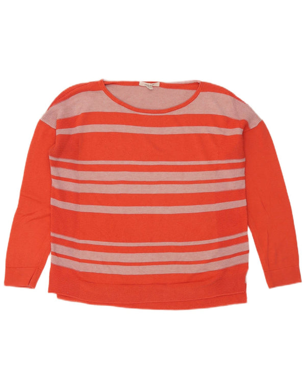 White Stuff Womens Boat Neck Jumper Sweater UK 10 Small Orange Striped