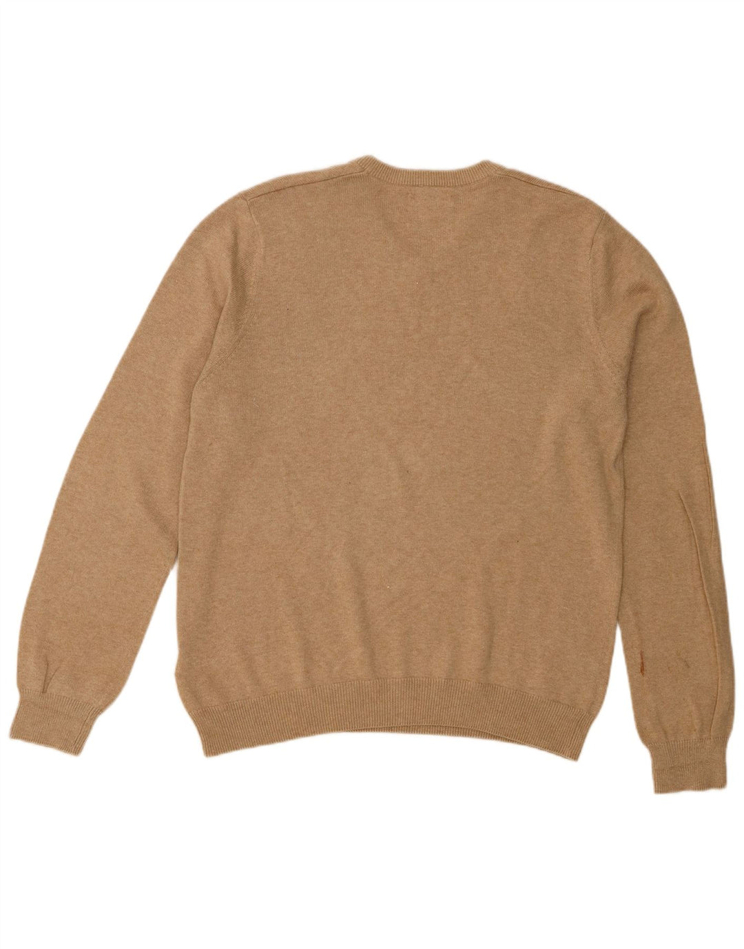 Marks & Spencer Mens V-Neck Jumper Sweater Medium Beige Flecked Cotton