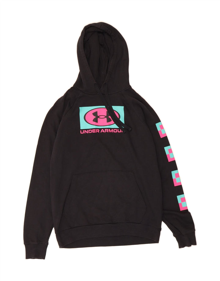 UNDER ARMOUR Mens Graphic Hoodie Jumper Medium Black Cotton Vintage Under Armour and Second-Hand Under Armour from Messina Hembry 