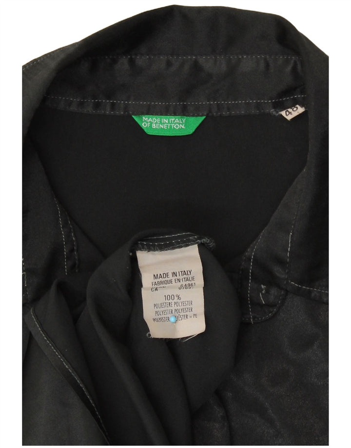 Benetton Womens Shirt IT 48 XL Black Animal Print Polyester