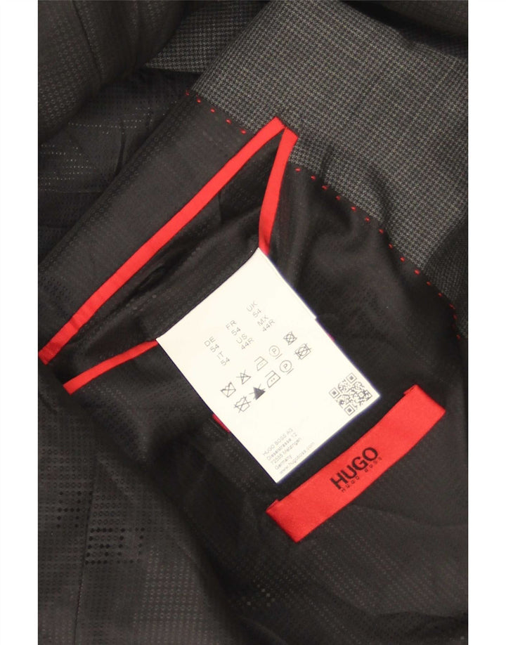 Hugo Boss Mens 2 Button Blazer Jacket EU 54 2XL Grey Houndstooth