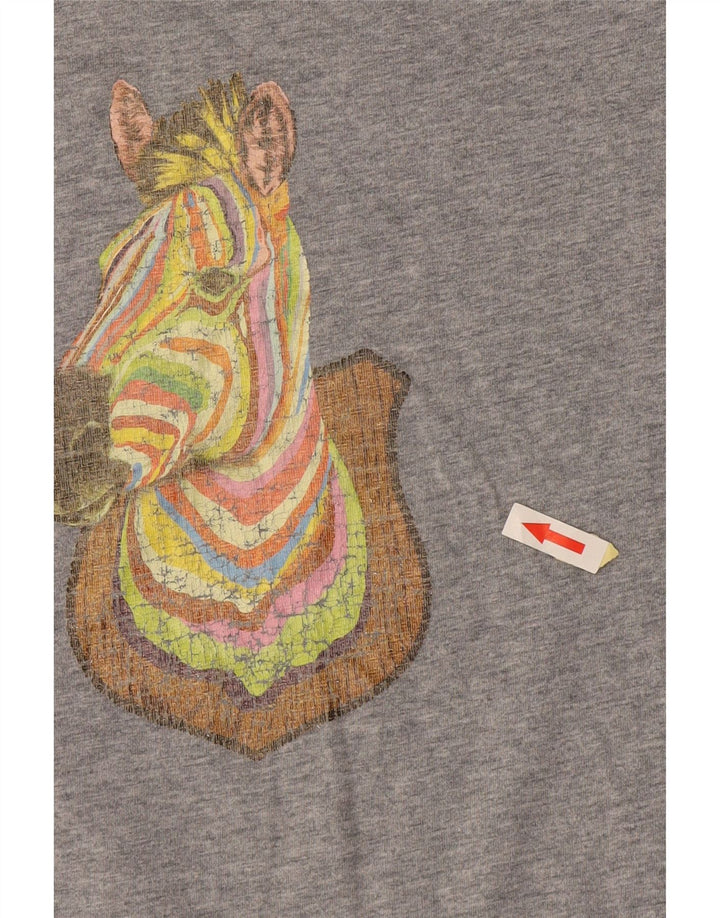 PAUL SMITH Mens Graphic T-Shirt Top Small Grey Animal Print Cotton