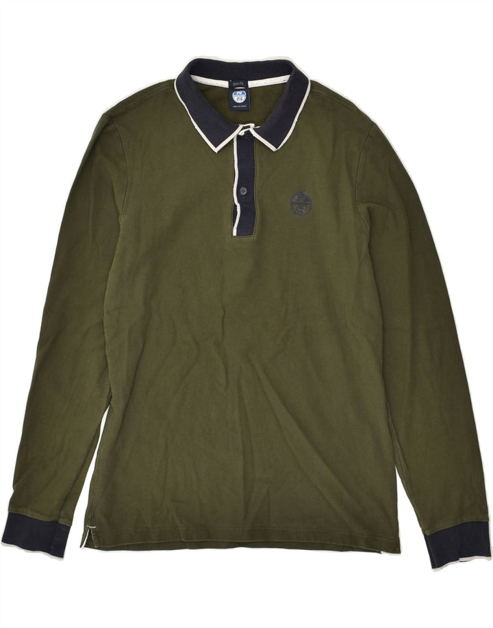 NORTH SAILS Mens Long Sleeve Polo Shirt Medium Green Cotton | Vintage North Sails | Thrift | Second-Hand North Sails | Used Clothing | Messina Hembry 