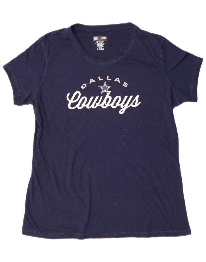 NFL Womens Dallas Cowboys Graphic T-Shirt Top UK 18 XL Navy Blue Polyester