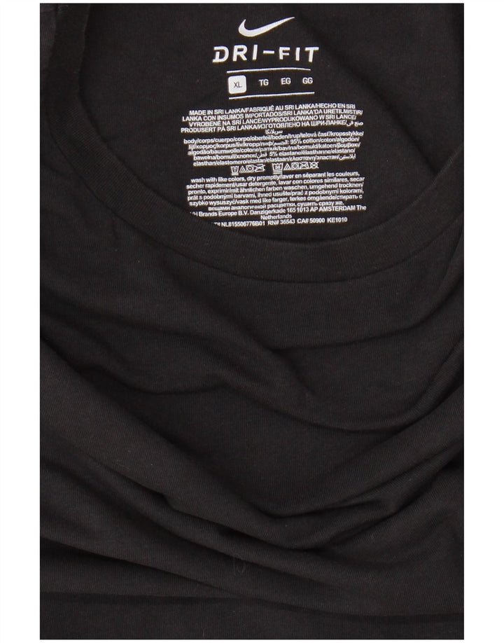 NIKE Mens Dri Fit T-Shirt Top  XL Black Cotton
