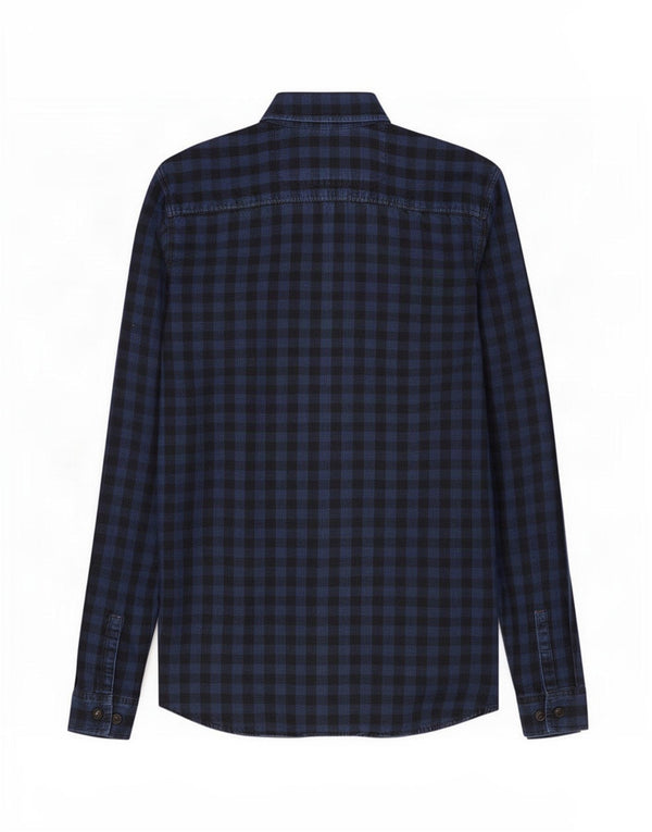 Jack & Jones Mens Workwear Shirt Small Navy Blue Gingham Cotton