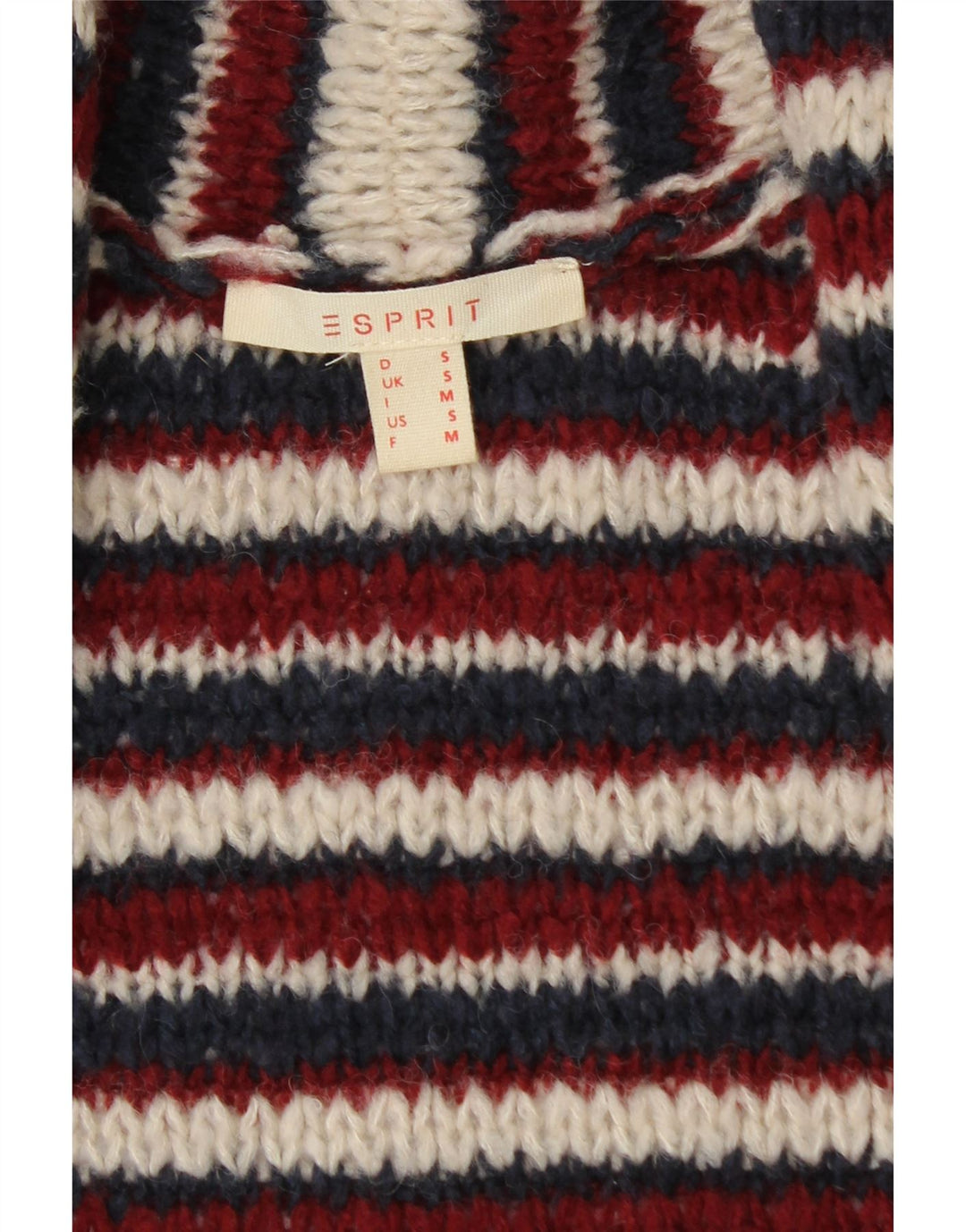 Esprit Womens Oversized Crop Cardigan Sweater UK 10 Small Burgundy Striped