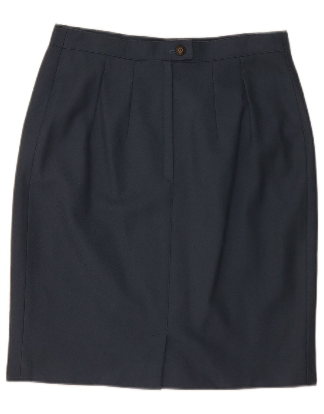 VINTAGE Womens Pencil Skirt Medium W28 Navy Blue Wool