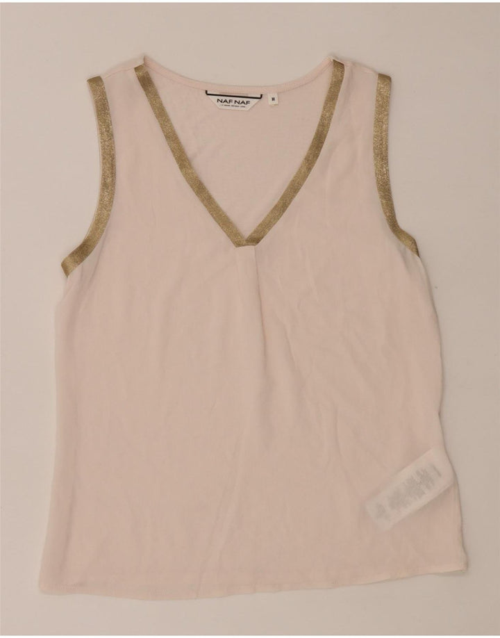 Naf Naf Womens See Through Vest Top UK 12 Medium Pink Polyester