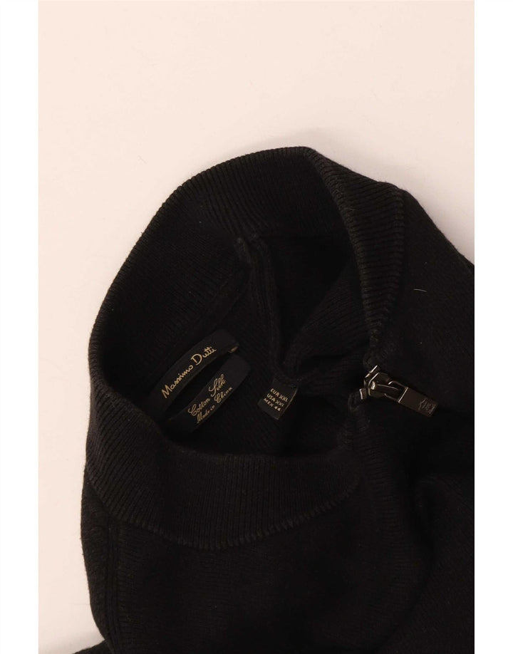 Massimo Dutti Mens Cardigan Sweater 2XL Black Cotton