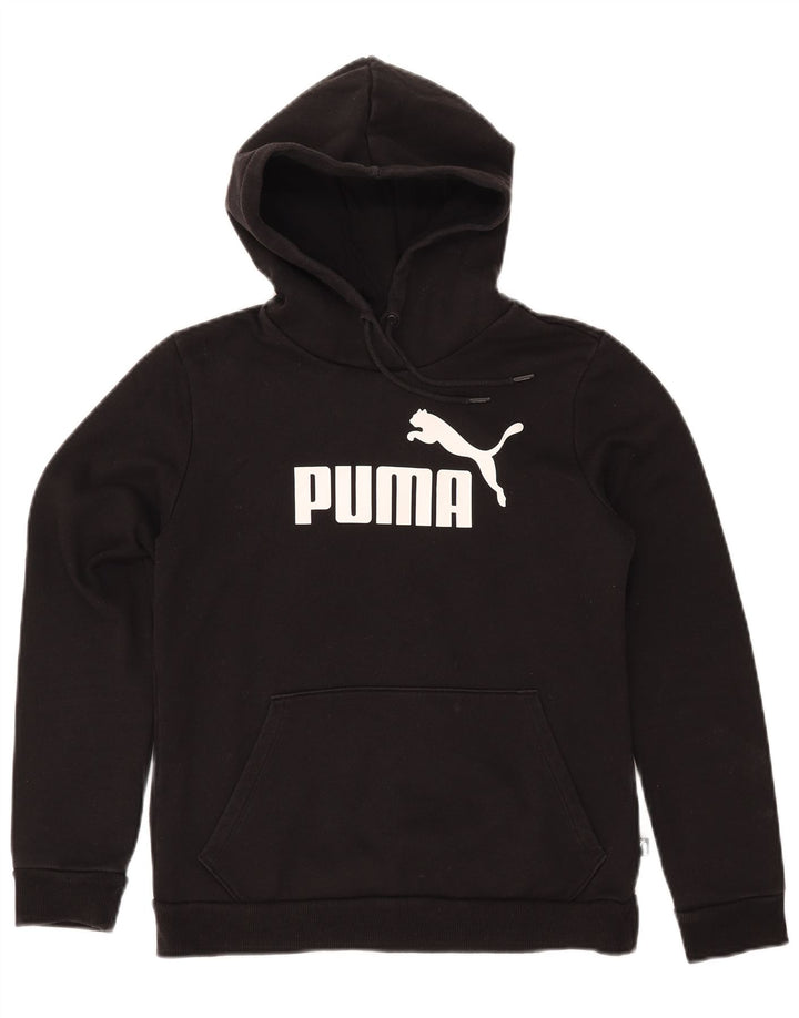 PUMA Womens Graphic Hoodie Jumper UK 10 Small Black Cotton